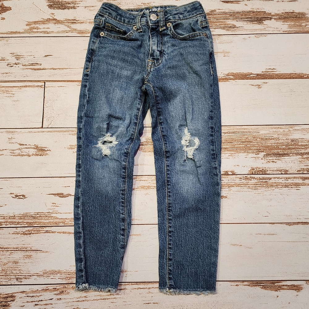 Cat & Jack blue jeans ankle straight distressed girls 6